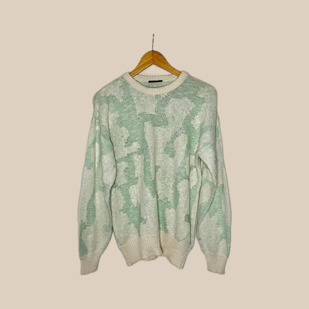 Vintage green and white sweater